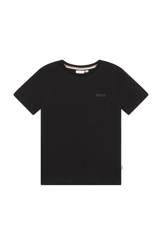 čierna Detské bavlnené tričko BOSS Chlapčenský