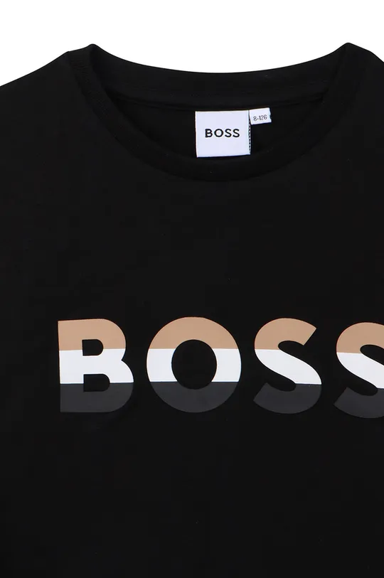 μαύρο Παιδικό βαμβακερό μπλουζάκι BOSS