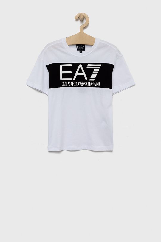 alb EA7 Emporio Armani tricou de bumbac pentru copii De băieți