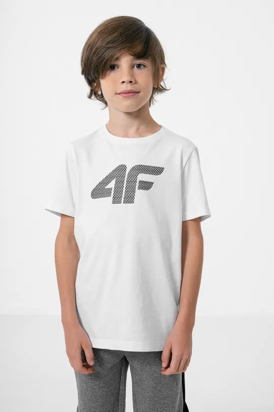 білий Дитяча бавовняна футболка 4F Для хлопчиків