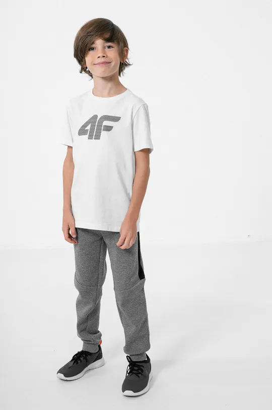Дитяча бавовняна футболка 4F білий