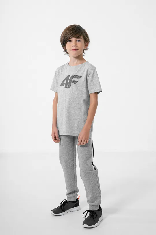 Otroška bombažna kratka majica 4F siva