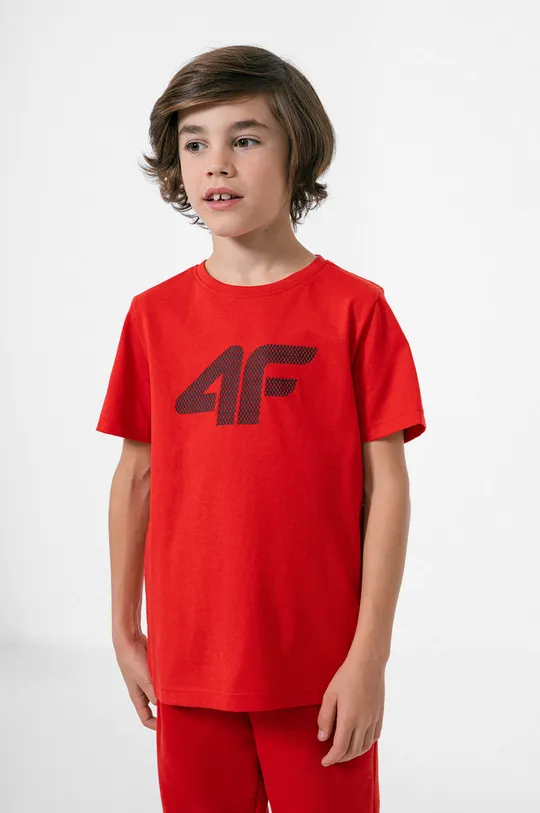 красный Детская хлопковая футболка 4F Для мальчиков
