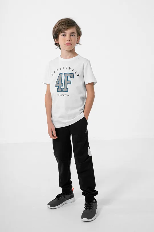 4F t-shirt bawełniany dziecięcy biały