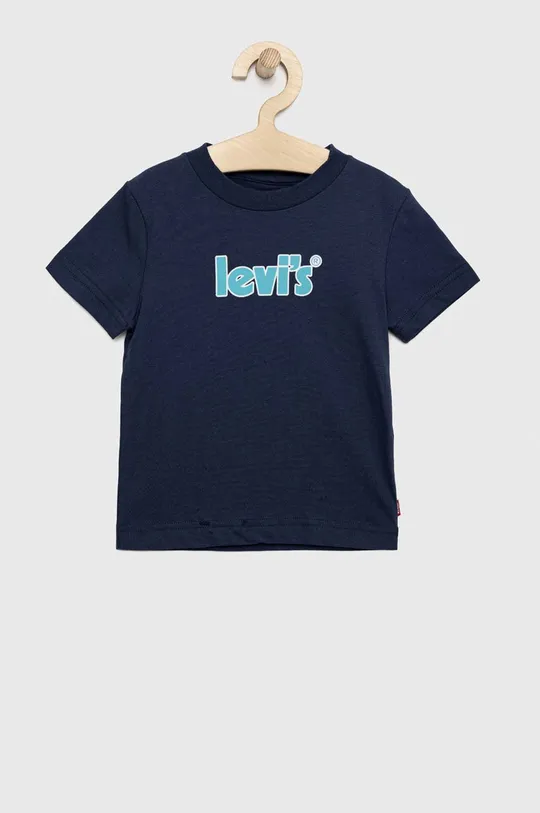 mornarsko modra Otroška bombažna kratka majica Levi's Fantovski