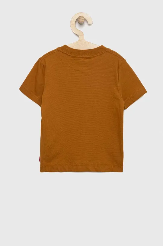 Дитяча бавовняна футболка Levi's коричневий