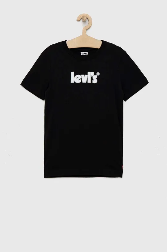črna Otroška bombažna kratka majica Levi's Fantovski