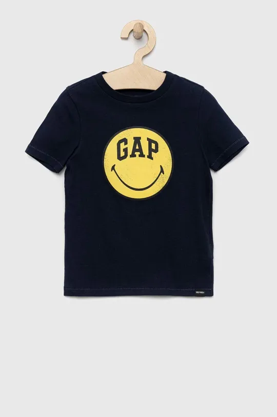σκούρο μπλε Παιδικό βαμβακερό μπλουζάκι GAP x Smiley Για αγόρια
