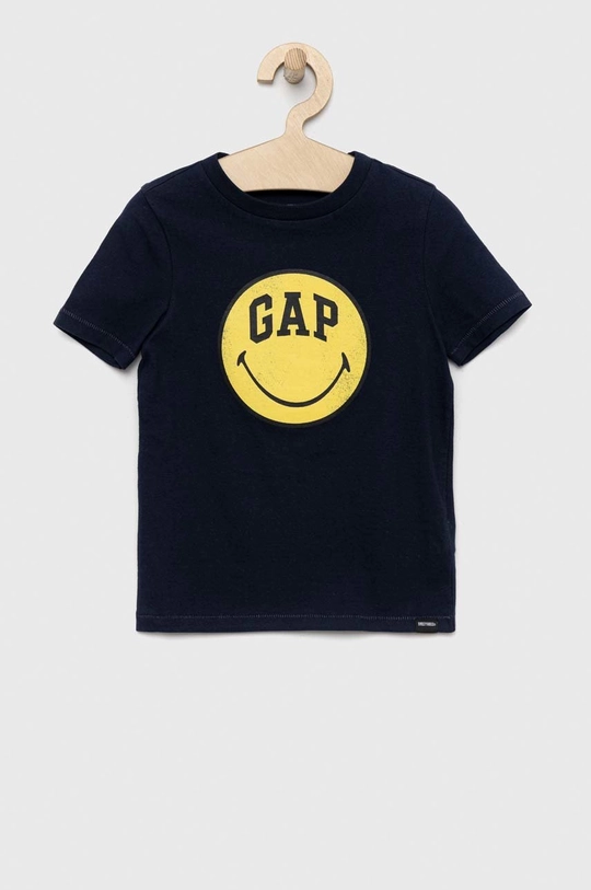 granatowy GAP t-shirt bawełniany dziecięcy x Smiley Chłopięcy