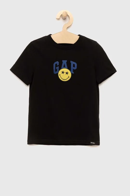 μαύρο Παιδικό βαμβακερό μπλουζάκι GAP x Smiley Για αγόρια