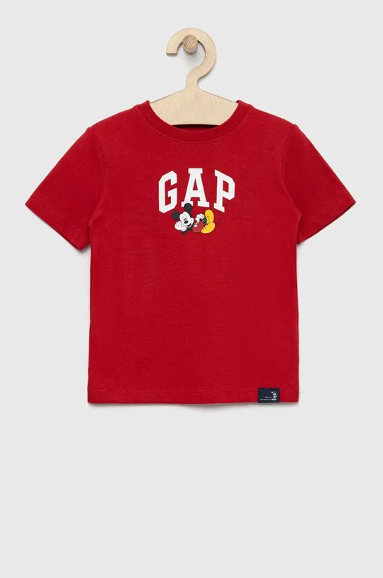 rdeča Otroška bombažna kratka majica GAP X Disney Fantovski