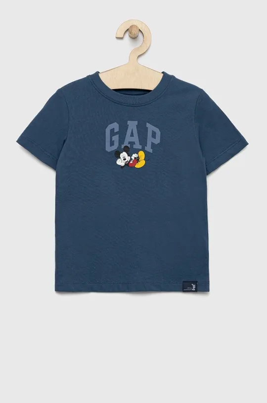 modra Otroška bombažna kratka majica GAP X Disney Fantovski