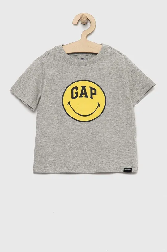 szary GAP t-shirt bawełniany dziecięcy x smiley world Chłopięcy