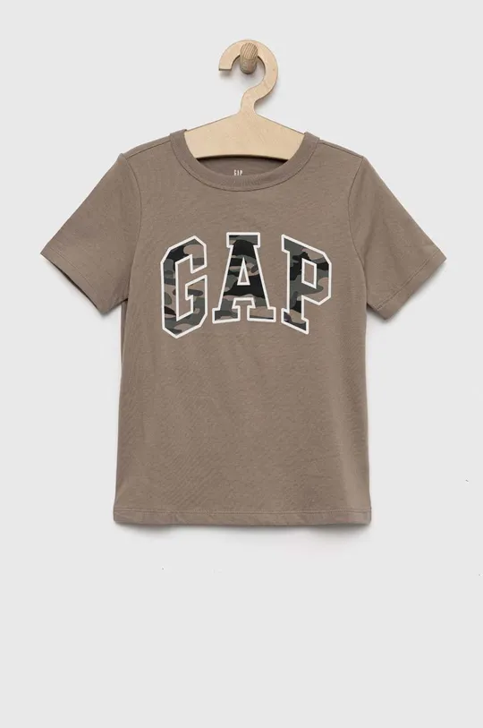 Παιδικό βαμβακερό μπλουζάκι GAP 2-pack καφέ