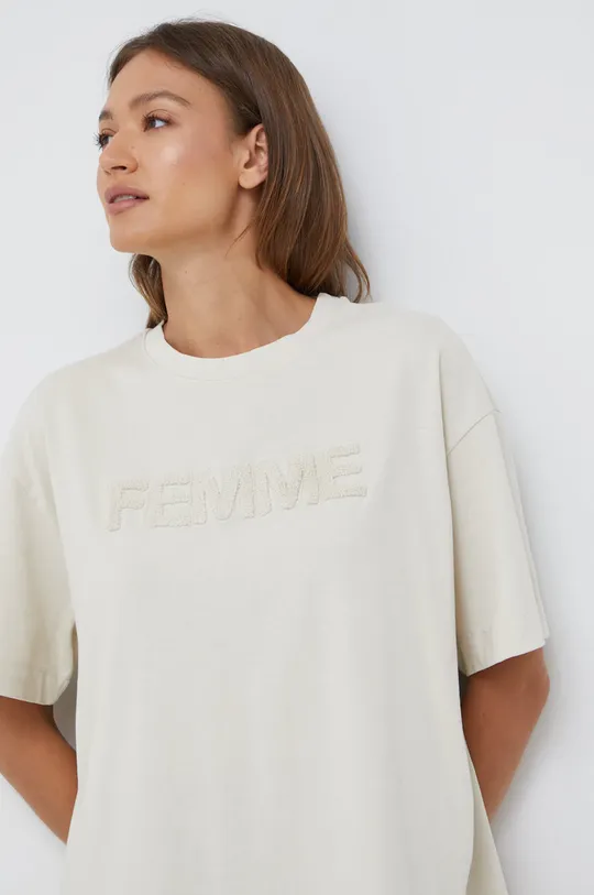 μπεζ Βαμβακερό μπλουζάκι Selected Femme
