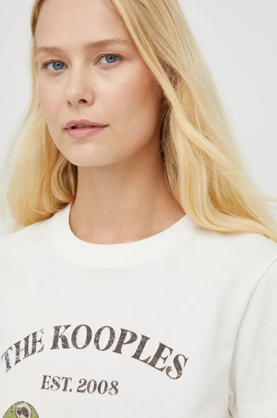μπεζ Βαμβακερό μπλουζάκι The Kooples