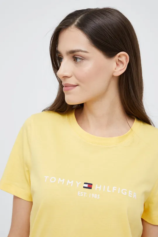 κίτρινο Βαμβακερό μπλουζάκι Tommy Hilfiger Γυναικεία