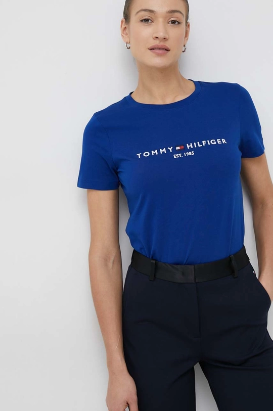 σκούρο μπλε Βαμβακερό μπλουζάκι Tommy Hilfiger