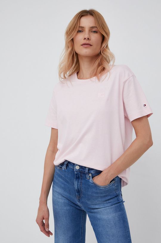 Bavlněné tričko Tommy Hilfiger růžová