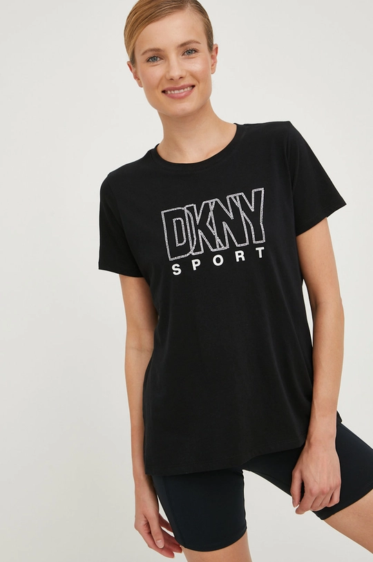 μαύρο Βαμβακερό μπλουζάκι Dkny Γυναικεία