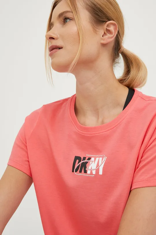 różowy Dkny t-shirt bawełniany Damski