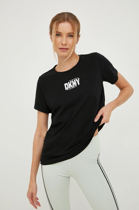 czarny Dkny t-shirt bawełniany Damski