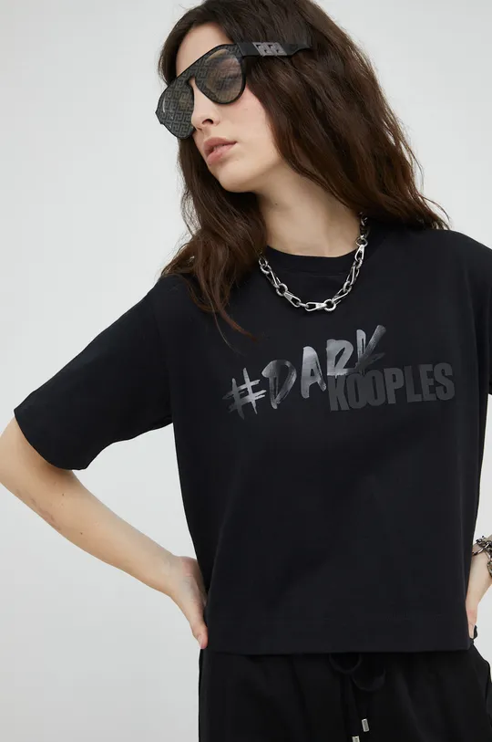 czarny The Kooples t-shirt bawełniany Damski