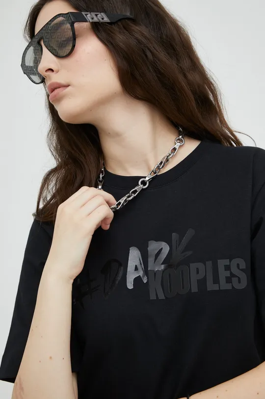 μαύρο Βαμβακερό μπλουζάκι The Kooples