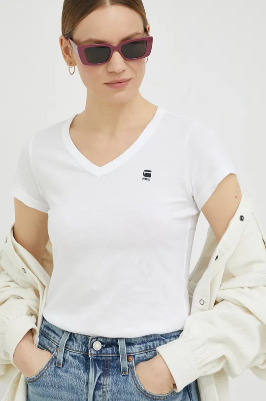bela Bombažna kratka majica G-Star Raw Ženski