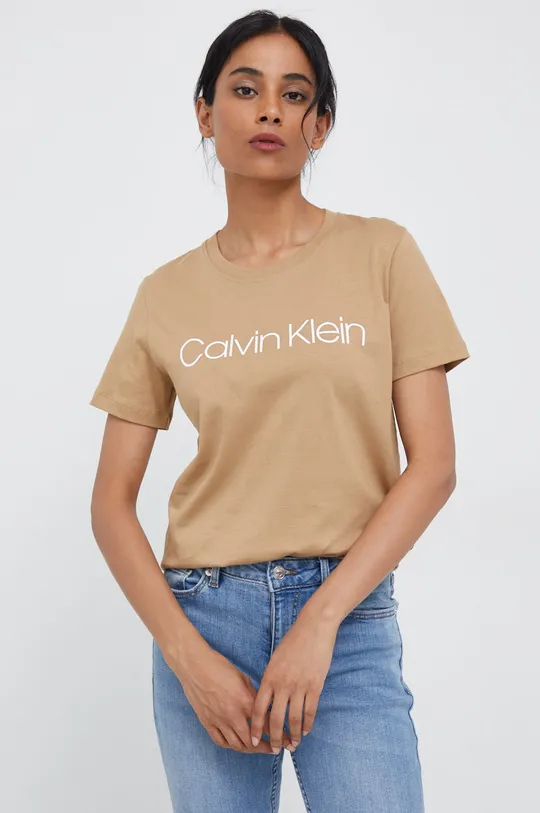 bež Pamučna majica Calvin Klein Ženski