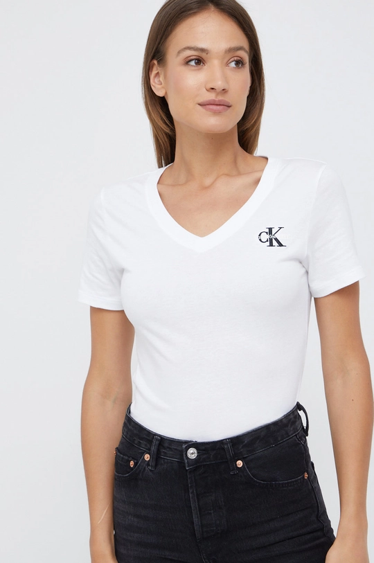 белый Хлопковая футболка Calvin Klein Jeans