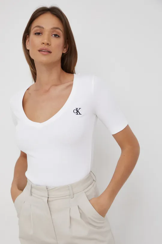 biały Calvin Klein Jeans t-shirt J20J219929.9BYY Damski