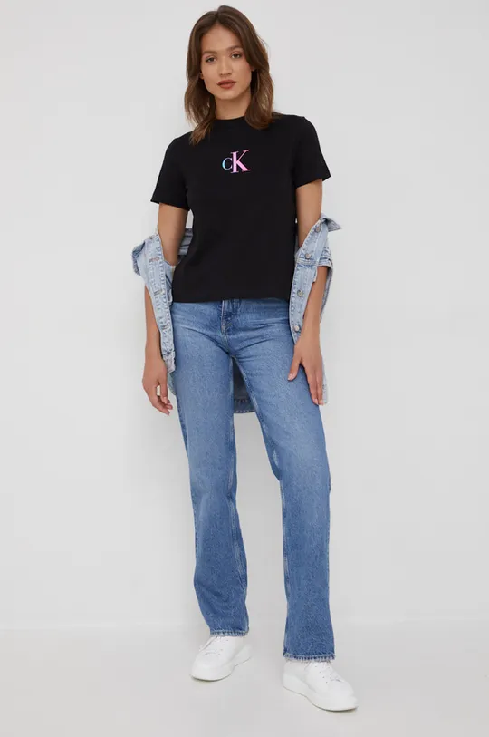 Bombažen t-shirt Calvin Klein Jeans črna