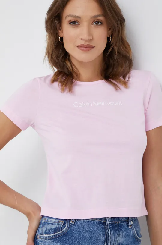 różowy Calvin Klein Jeans t-shirt bawełniany J20J219003.9BYY Damski