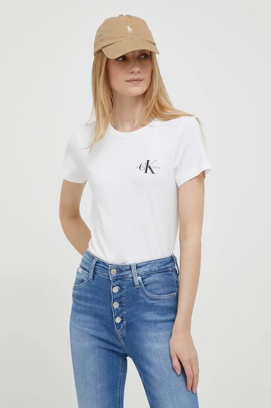 różowy Calvin Klein Jeans t-shirt bawełniany 2-pack Damski