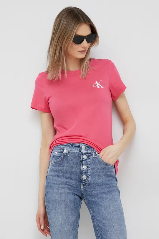 Calvin Klein Jeans t-shirt bawełniany 2-pack ostry różowy