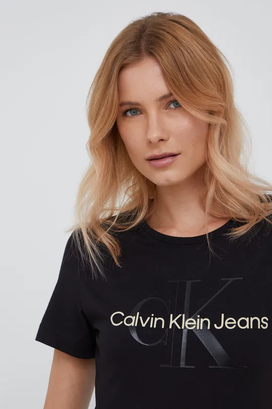 czarny Calvin Klein Jeans t-shirt bawełniany J20J218996.9BYY