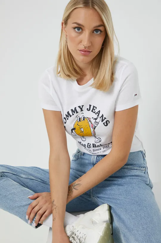 білий Бавовняна футболка Tommy Jeans Жіночий