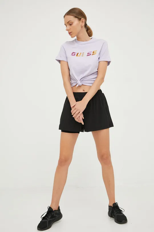 μωβ Βαμβακερό μπλουζάκι Guess Γυναικεία