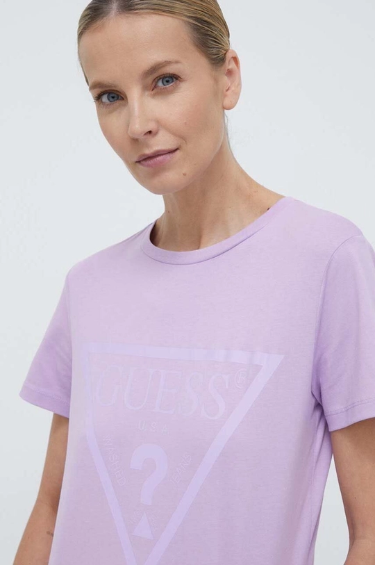 fioletowy Guess t-shirt bawełniany ADELE Damski