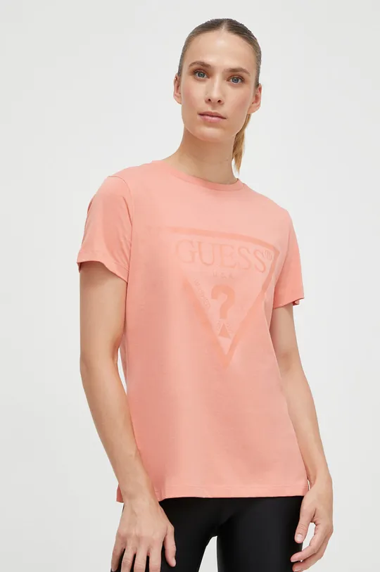 πορτοκαλί Βαμβακερό μπλουζάκι Guess Γυναικεία