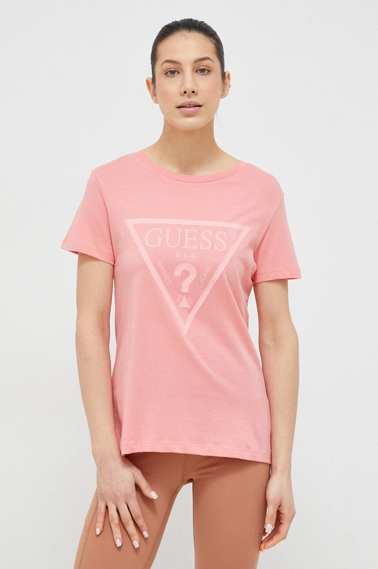 różowy Guess t-shirt bawełniany ADELE