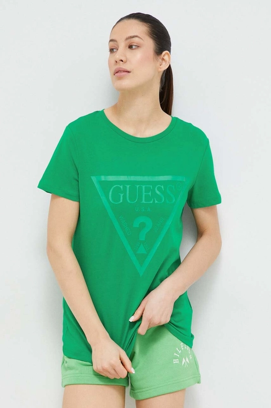 Бавовняна футболка Guess зелений