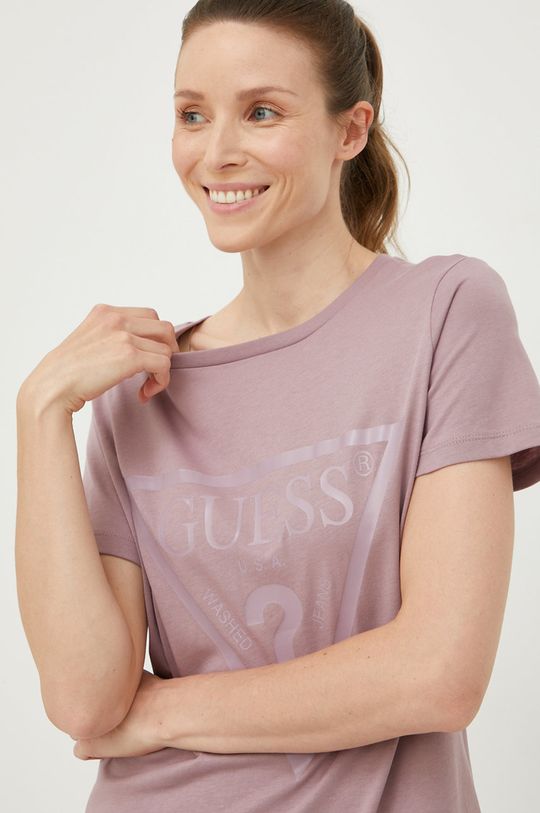 fialová Bavlněné tričko Guess