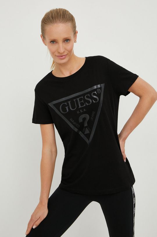 Bavlněné tričko Guess černá