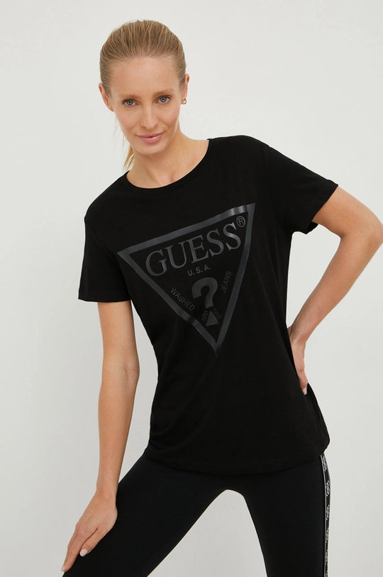 Бавовняна футболка Guess чорний