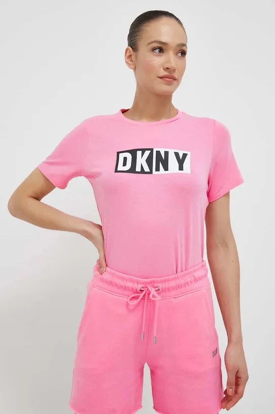 różowy Dkny t-shirt Damski