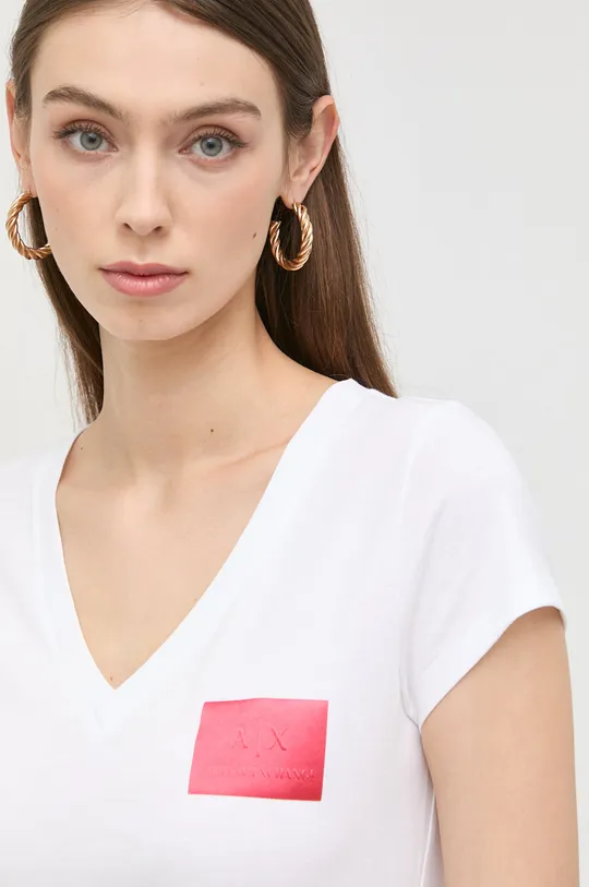 biela Bavlnené tričko Armani Exchange Dámsky