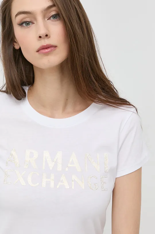 biały Armani Exchange t-shirt bawełniany 6LYT12.YJ6QZ
