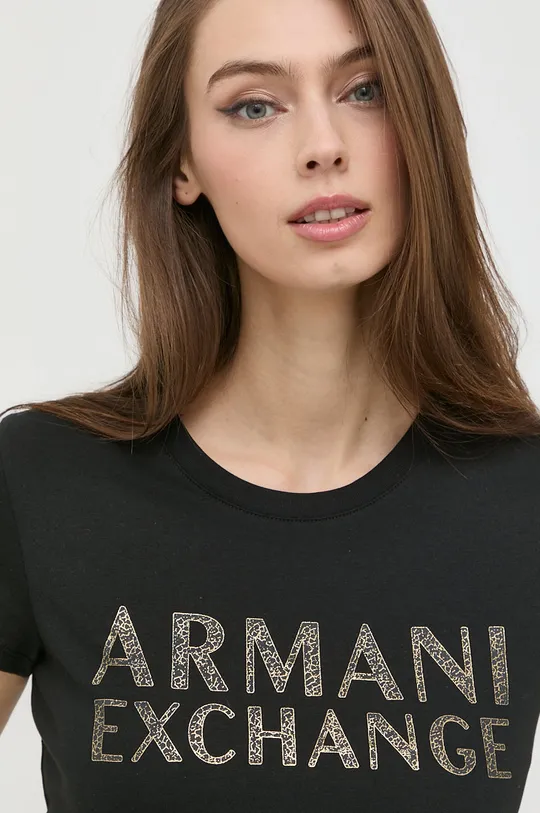 czarny Armani Exchange t-shirt bawełniany 6LYT12.YJ6QZ
